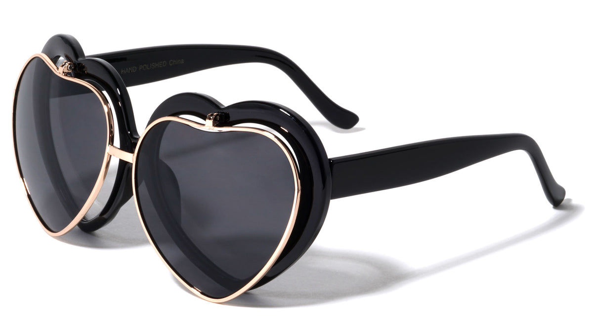 Heart Shape Party Flip Up Frame Wholesale Sunglasses