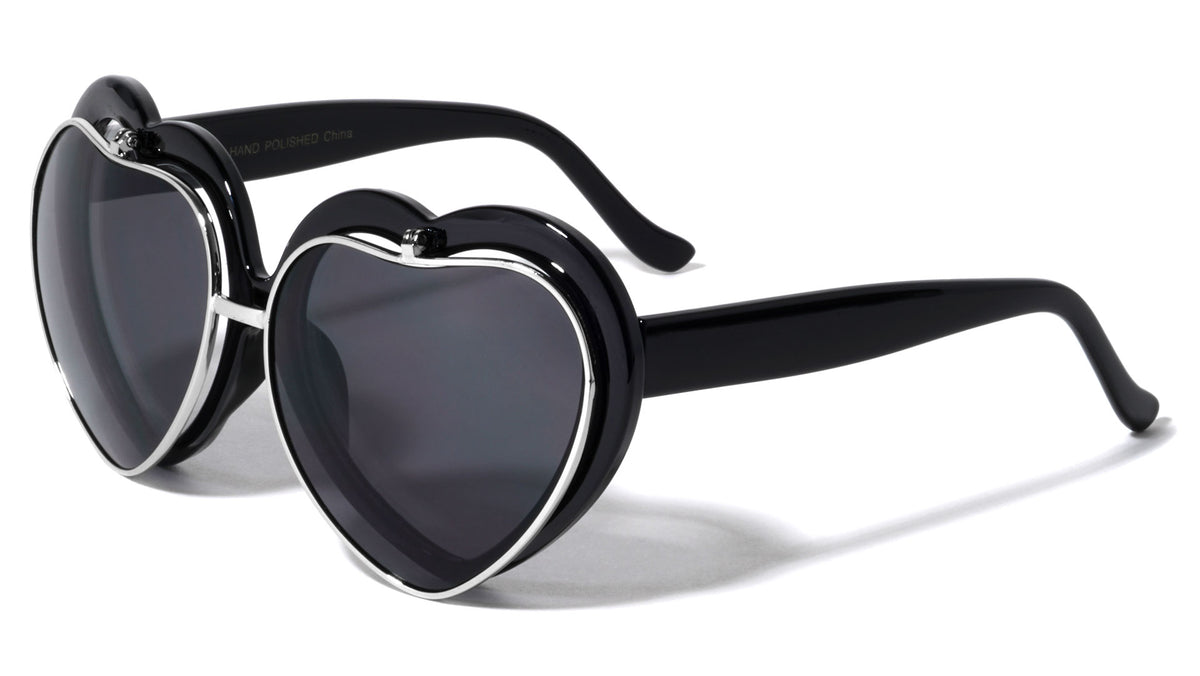 Heart Shape Party Flip Up Frame Wholesale Sunglasses
