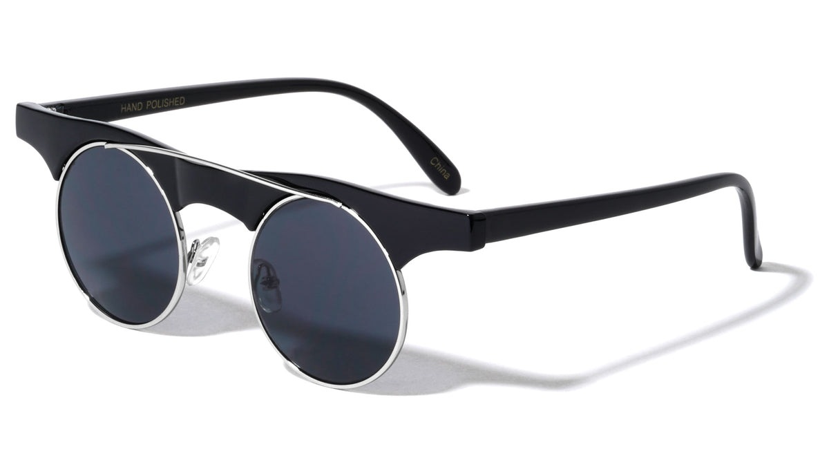 PT0262 - Retro Round Metal Plastic Party Glasses