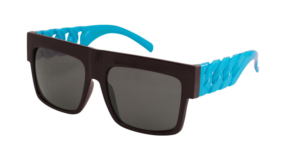 Flat Top Party Chain Temple Rectangle Wholesale Sunglasses