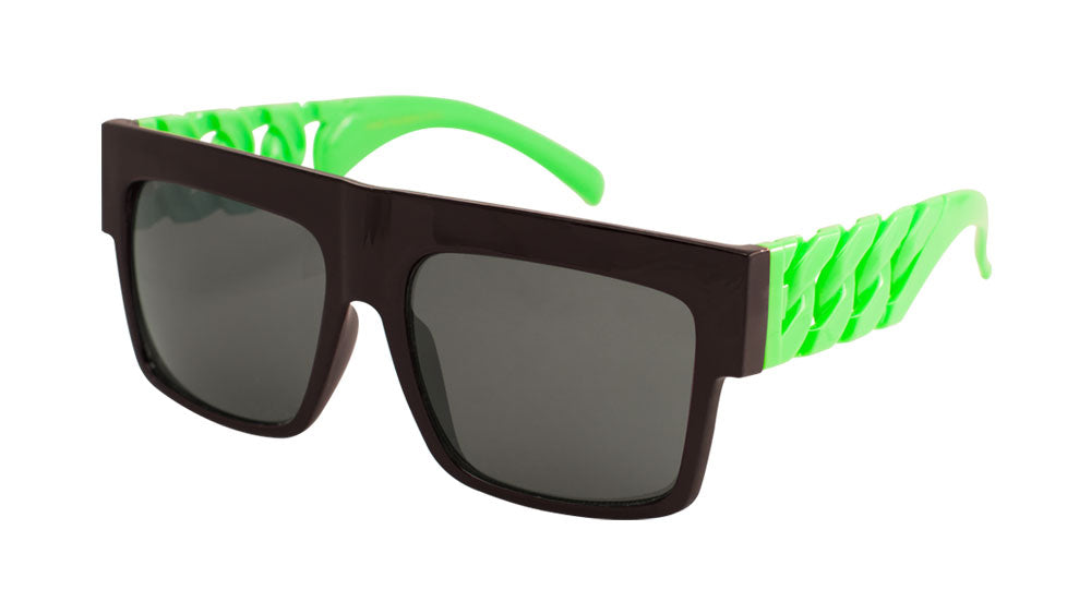 Flat Top Party Chain Temple Rectangle Wholesale Sunglasses