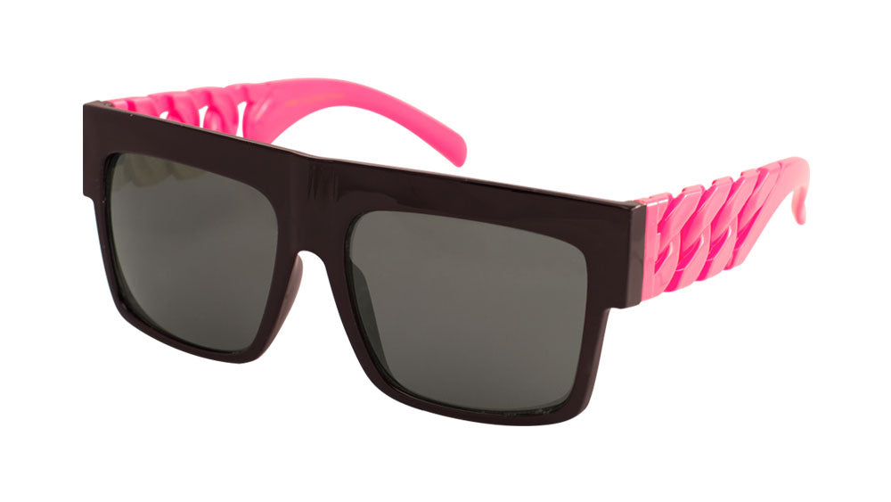 Flat Top Party Chain Temple Rectangle Wholesale Sunglasses