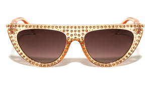 Frontal Rhinestone Flat Top Fashion Cat Eye Bulk Wholesale Sunglasses