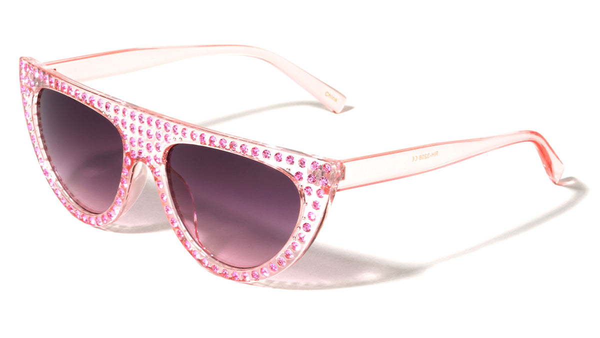 Frontal Rhinestone Flat Top Fashion Cat Eye Bulk Wholesale Sunglasses