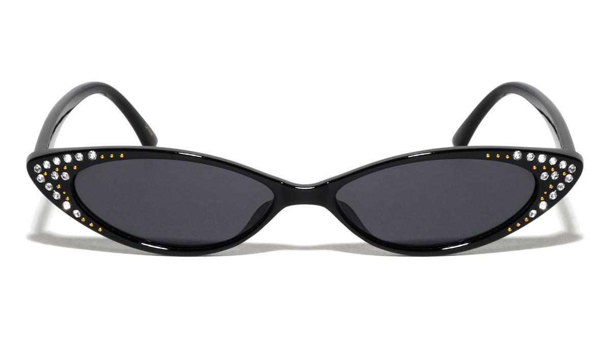 Rhinestoned Thin Cat Eye Bulk Wholesale Sunglasses