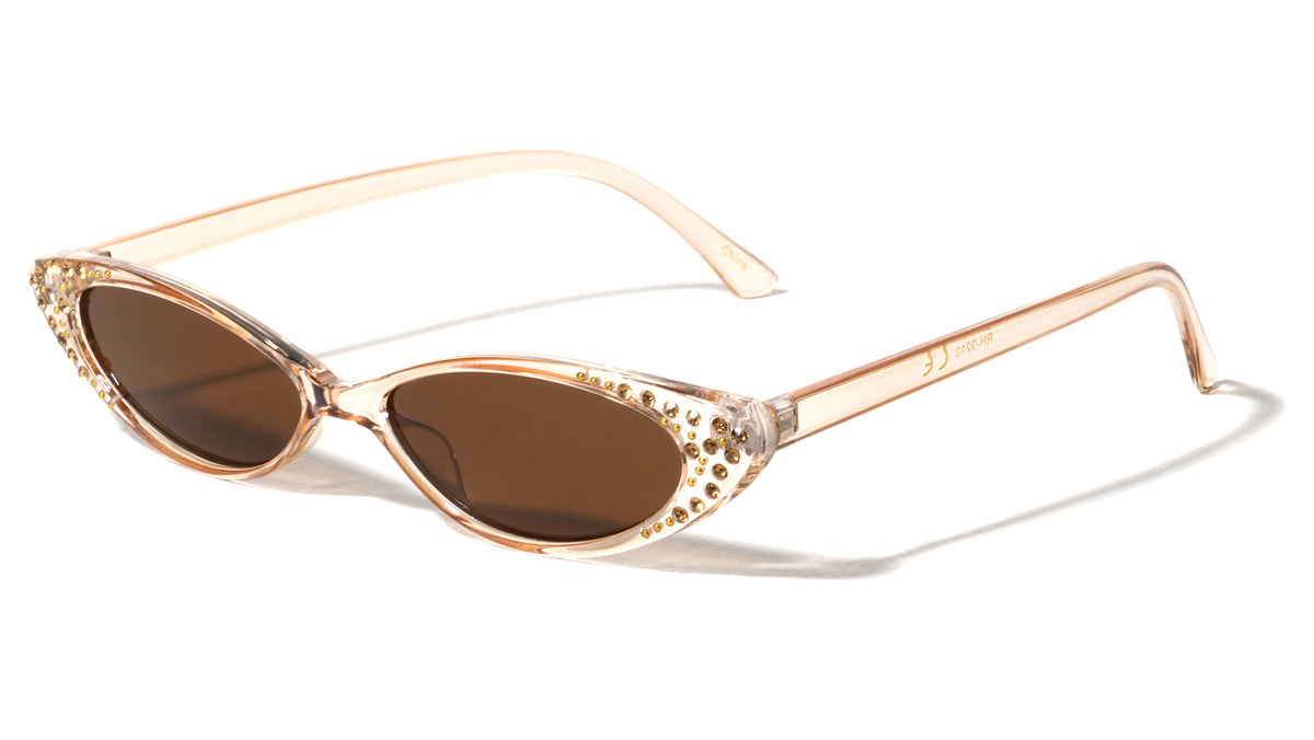 Rhinestoned Thin Cat Eye Bulk Wholesale Sunglasses