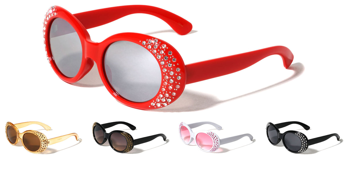 Rhinestone Oval Fashion Wholesale Sunglasses