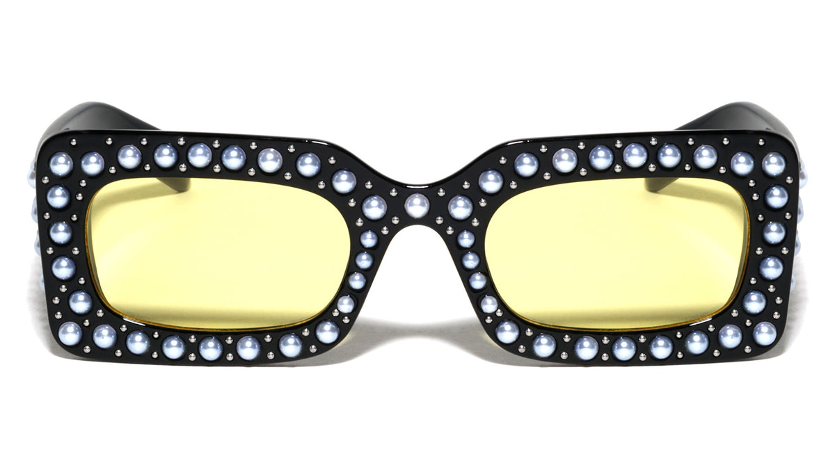 Pearl Rhinestone Rectangle Sunglasses Wholesale