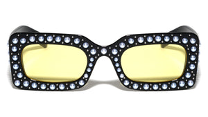 Pearl Rhinestone Rectangle Sunglasses Wholesale
