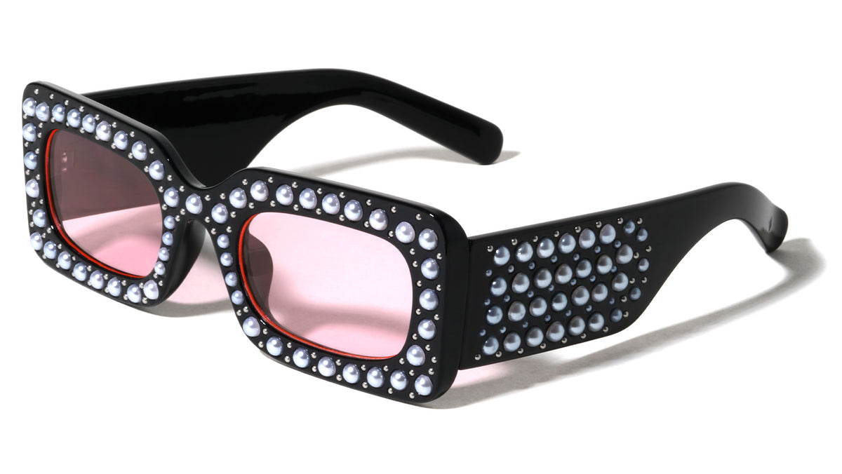 Pearl Rhinestone Rectangle Sunglasses Wholesale