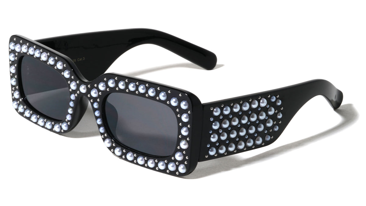 Pearl Rhinestone Rectangle Sunglasses Wholesale