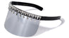 Color Mirror One Piece Shield Lens Rhinestone Visor Wholesale Sunglasses