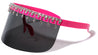 Super Dark Lens One Piece Shield Rhinestone Visor Wholesale Sunglasses