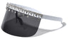 Super Dark Lens One Piece Shield Rhinestone Visor Wholesale Sunglasses