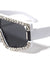 Diamond Rhinestone Flat Top Shield Rectangle Wholesale Sunglasses