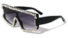 Diamond Rhinestone Flat Top Shield Rectangle Wholesale Sunglasses