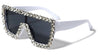 Rhinestone Flat Top Oversized Shield Wholesale Sunglasses
