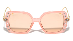 Side Rhinestone Temple Fashion Squared Butterfly Wholesale Sunglasses