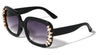 Frontal Rhinestone Pattern Oversized Fashion Squared Butterfly Wholesale Sunglasses