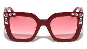 Frontal Rhinestone Fashion Geometric Cat Eye Wholesale Sunglasses