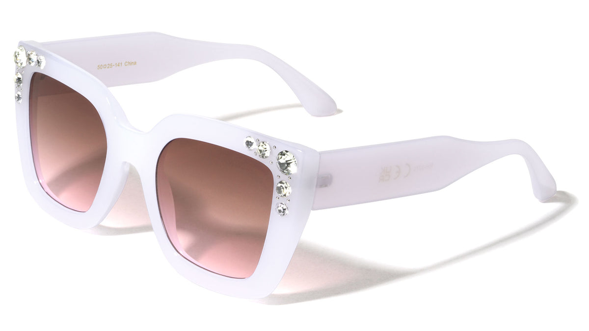 Frontal Rhinestone Fashion Geometric Cat Eye Wholesale Sunglasses