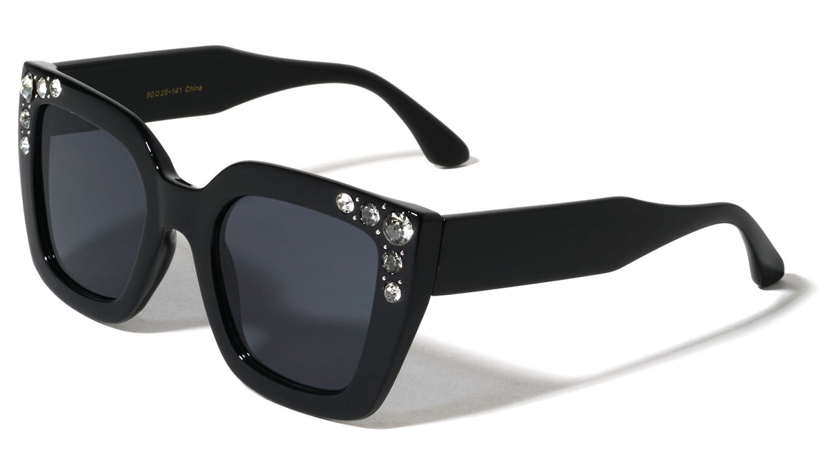 Frontal Rhinestone Fashion Geometric Cat Eye Wholesale Sunglasses