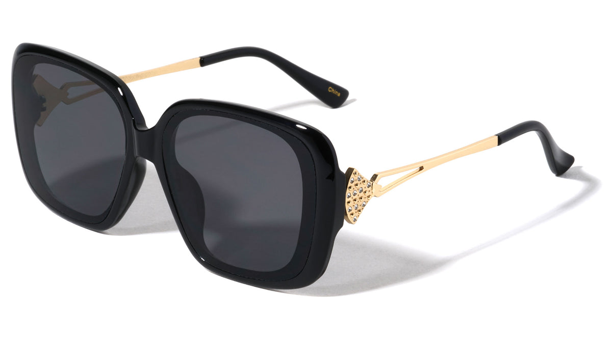 Temple Cutout Rhinestone Accent Fashion Butterfly Wholesale Sunglasses