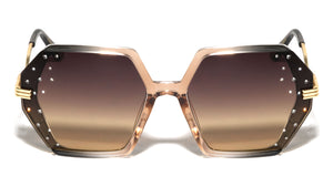 Rhinestone Curved Temple Fashion Geometric Wholesale Sunglasses