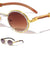 Diamond Rhinestone Wood Pattern Oval Wholesale Sunglasses