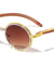 Diamond Rhinestone Wood Pattern Oval Wholesale Sunglasses