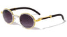 Diamond Rhinestone Wood Pattern Oval Wholesale Sunglasses