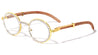Diamond Rhinestone Wood Pattern Clear Lens Oval Wholesale Eyewear