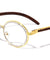 Diamond Rhinestone Wood Pattern Clear Lens Oval Wholesale Eyewear