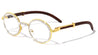 Diamond Rhinestone Wood Pattern Clear Lens Oval Wholesale Eyewear