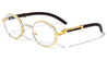 Diamond Rhinestone Wood Pattern Clear Lens Oval Wholesale Eyewear