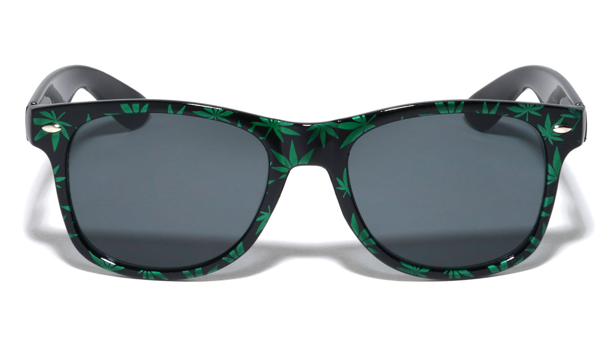 Spring Hinge Classic Weed Pattern Wholesale Sunglasses