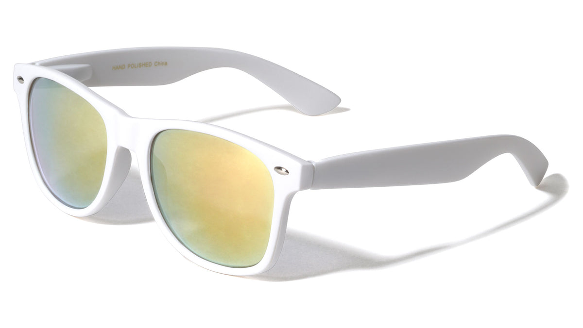 Spring Hinge White Frame Color Mirror Lens Classic Wholesale Sunglasses
