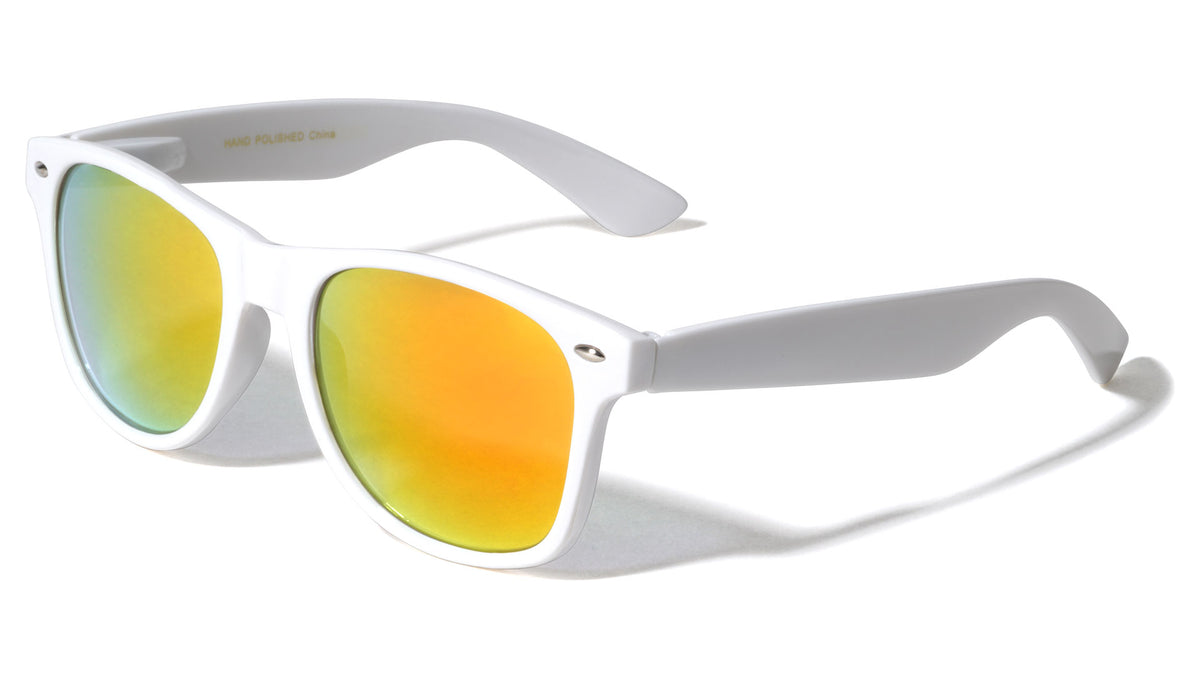 Spring Hinge White Frame Color Mirror Lens Classic Wholesale Sunglasses