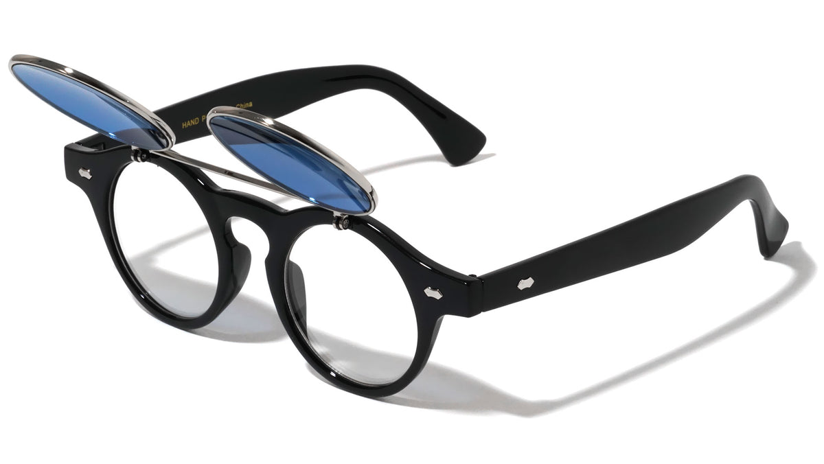 Retro Frame with Flip Color Mirror Lens Wholesale Sunglasses