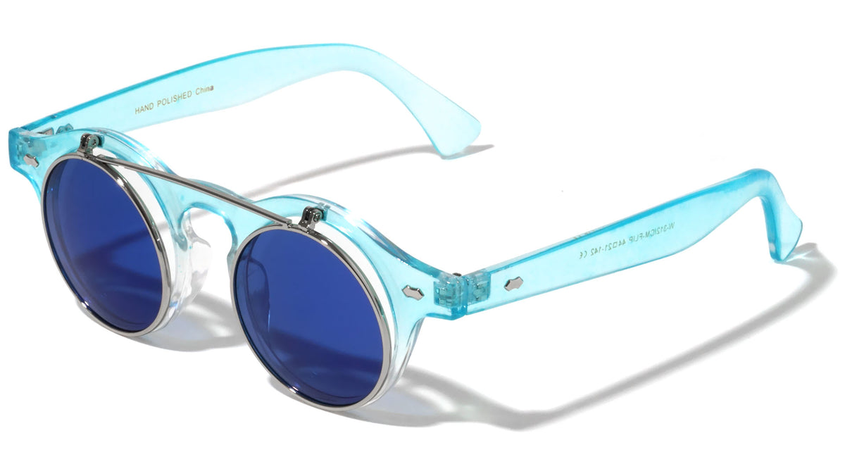 Retro Frame with Flip Color Mirror Lens Wholesale Sunglasses