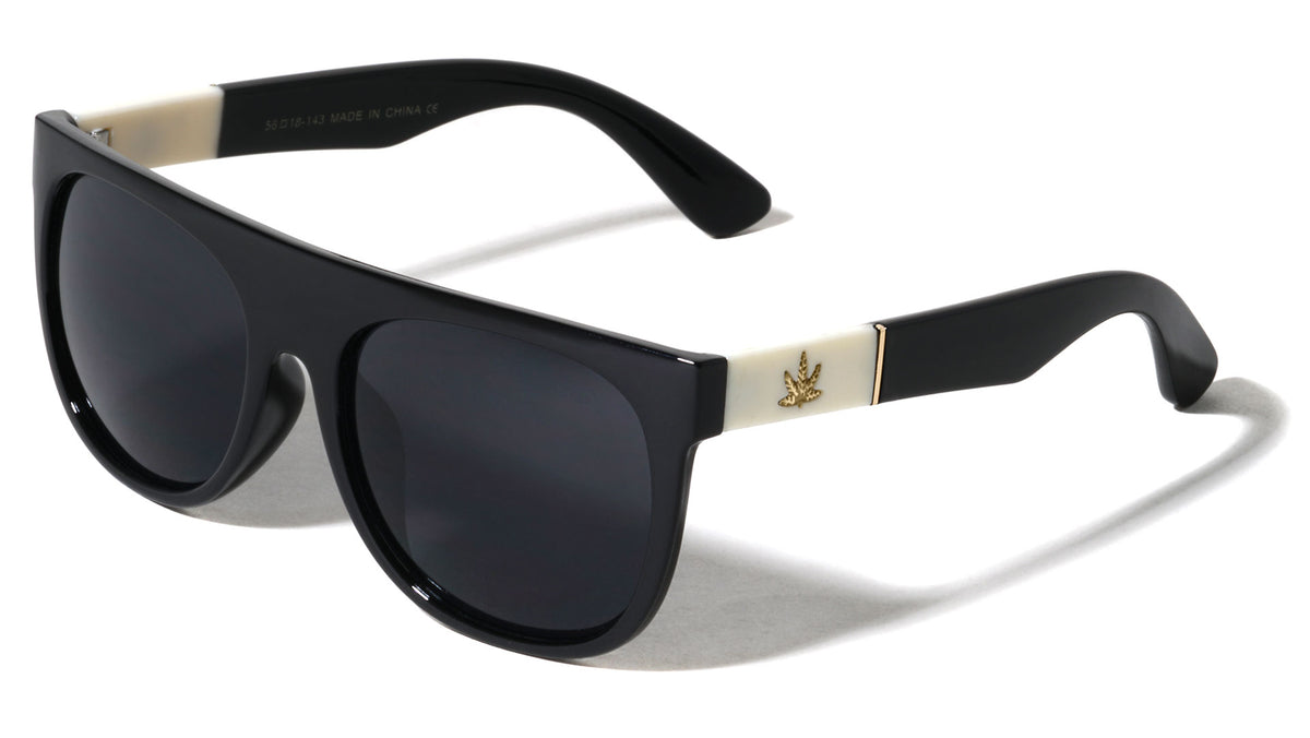 Plastic Flat Top Leaf Temple Sunglasses