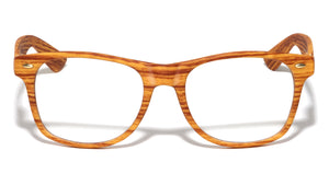 Spring Hinge Wood Pattern Print Classic Clear Lens Wholesale Bulk Glasses