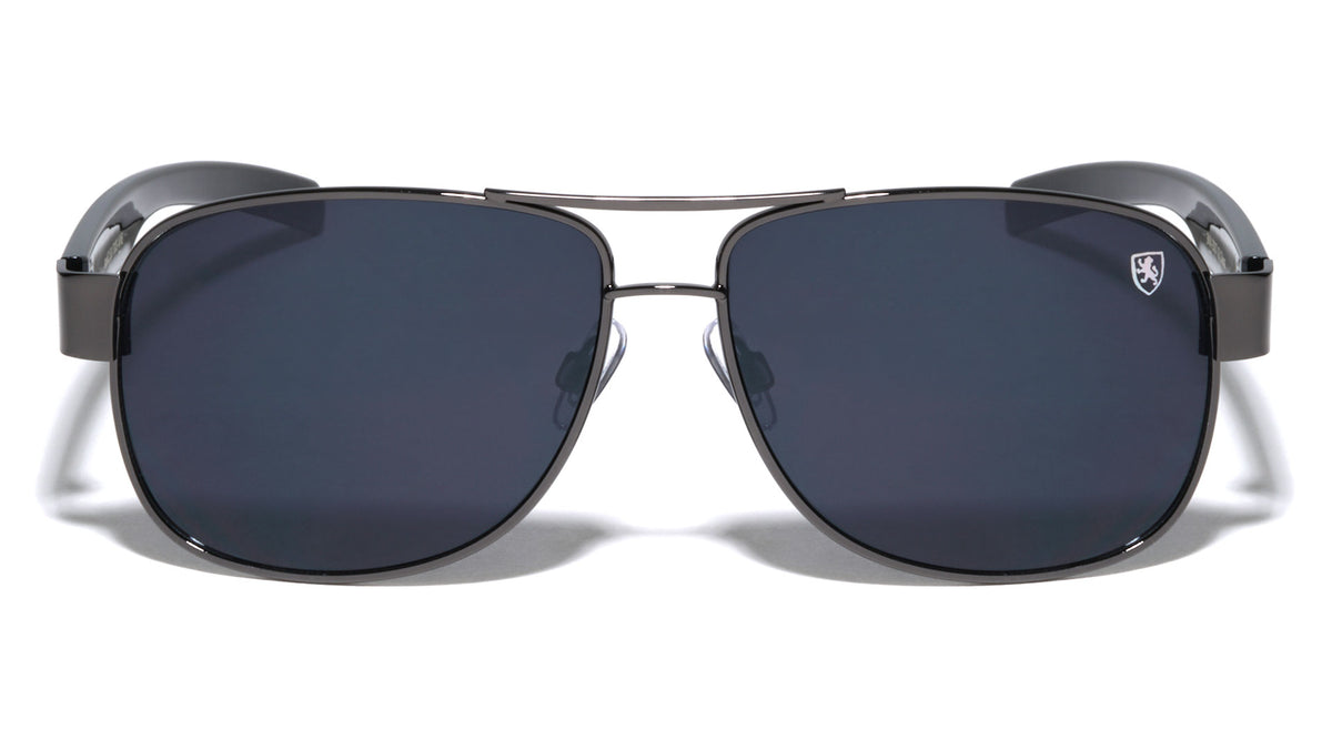 KHAN Thick Temple Squared Aviators Wholesale Sunglasses