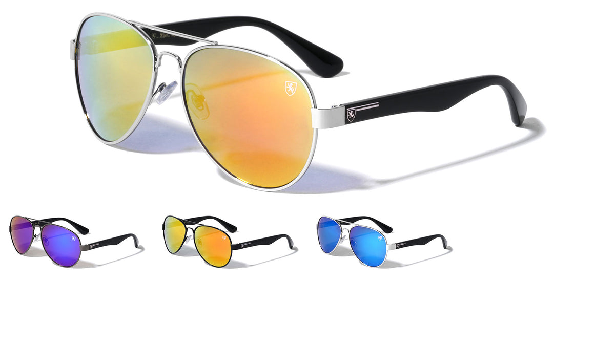 KHAN Color Mirrored Classic Aviators Wholesale Bulk Sunglasses