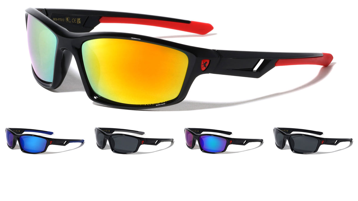 KHAN Sports Color Accent Cut-Out Temple Sunglasses Wholesale