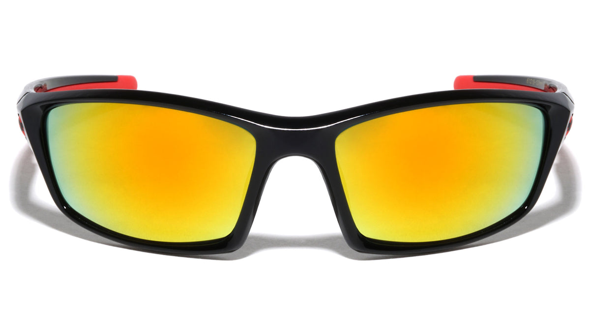 KHAN Sports Color Accent Cut-Out Temple Sunglasses Wholesale