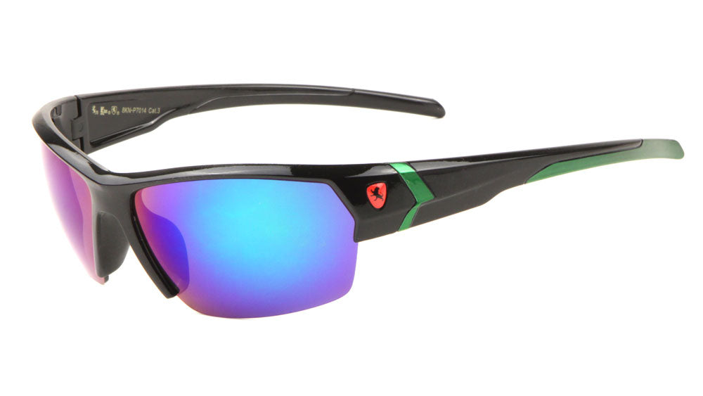 KHAN Semi-Rimless Color Accent Sports Sunglasses Wholesale