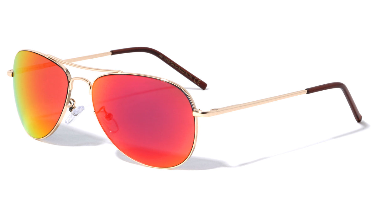 Tear Shaped Red Gold Aviators Wholesale Sunglasses
