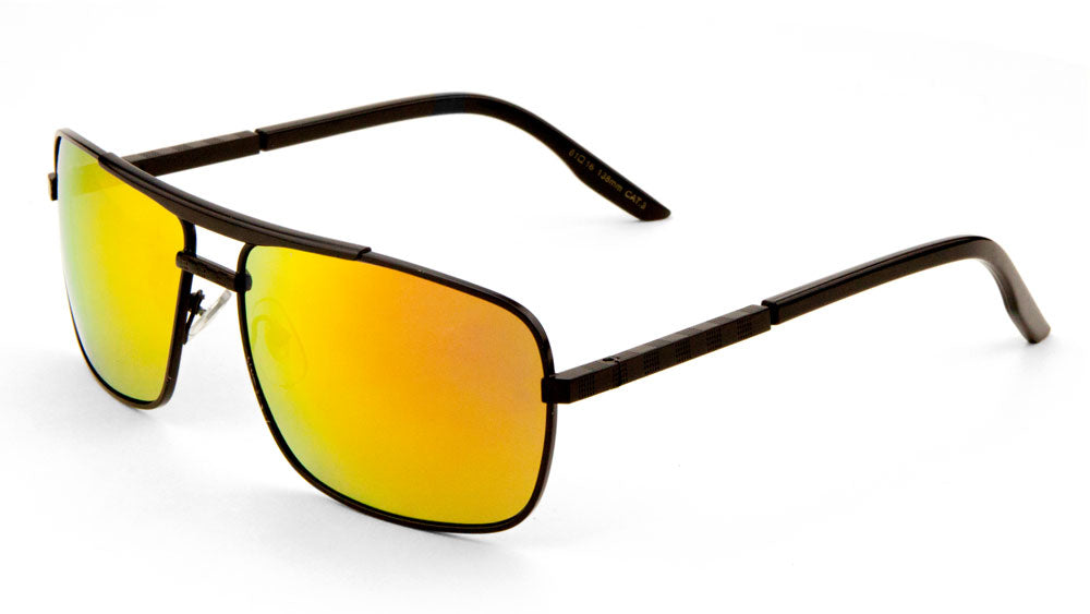 Spring Hinge Squared Color Mirror Aviators Wholesale Sunglasses