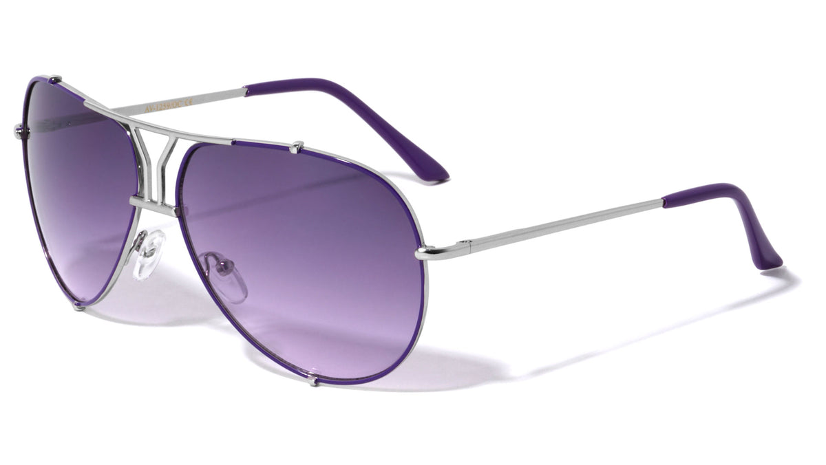 Front Metal Deco Oceanic Color Lens Aviators Wholesale Bulk Sunglasses